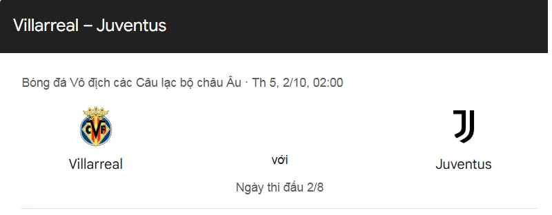 Tips bóng đá về trận đấu giữa Villarreal vs Juventus uk88