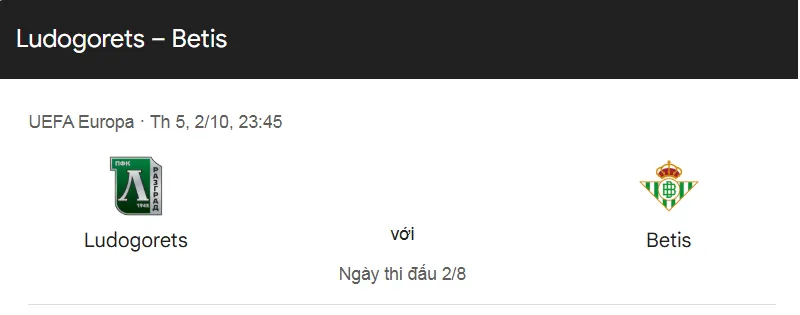 Tip kèo trận đấu Ludogorets vs Real Betis uk88