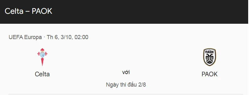 Nhận định bóng đá về trận đấu giữa Celta Vigo vs PAOK Thessaloniki uk88