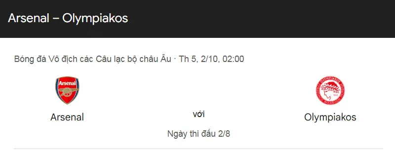 Tips bóng đá về trận đấu giữa Arsenal vs Olympiacos uk88