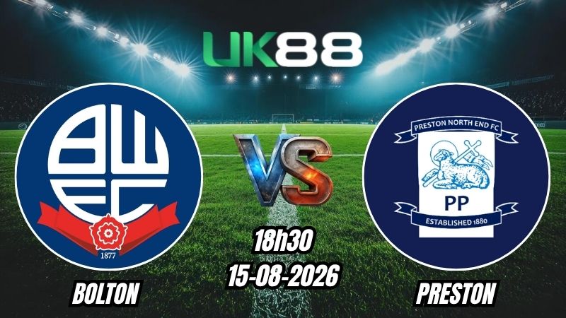 UK88 Soi kèo Bolton vs Preston | 18h30 - 15/08/2026 - Championship