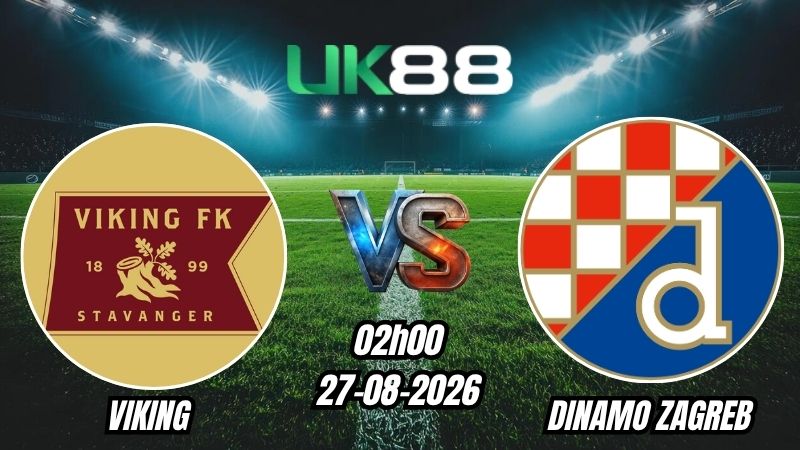 UK88 Soi kèo Viking vs Dinamo Zagreb | 02h00 – 27/08/2026 – Play-off Champions League