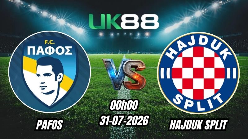 UK88 Soi kèo Pafos vs Hajduk Split | 00h00 – 31/07/2026 – Play-off Europa League
