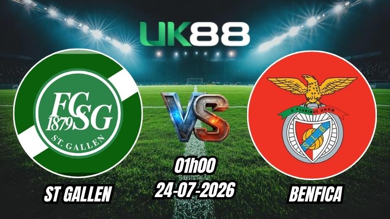 UK88 Soi kèo St Gallen vs Benfica | 01h00 – 24/07/2026 – Play-off Europa League