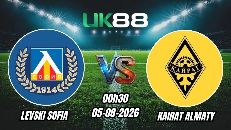 UK88 Soi kèo Levski Sofia vs Kairat Almaty | 00h30 – 05/08/2026 – Play-off Champions League